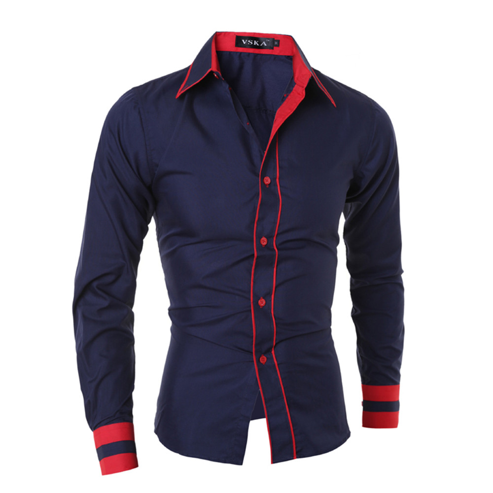 New Fashion Personality Men's Slim Casual Long-Sleeved Shirt