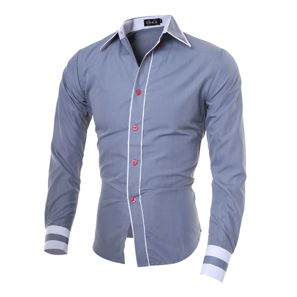 New Fashion Personality Men's Slim Casual Long-Sleeved Shirt