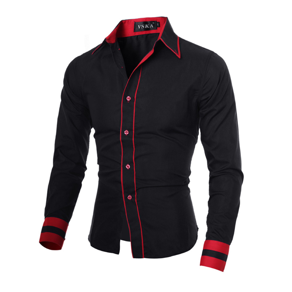 New Fashion Personality Men's Slim Casual Long-Sleeved Shirt