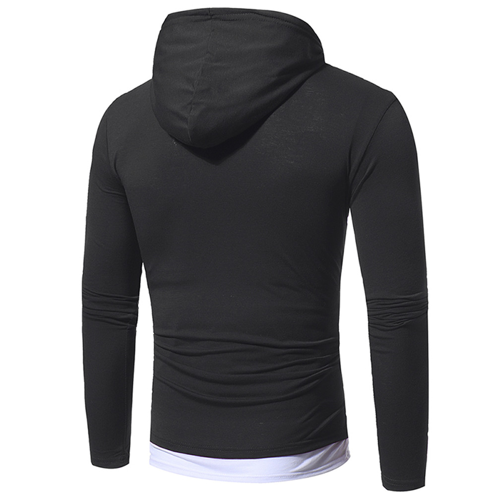 New Solid Color Two-Piece Double Cap Men's Casual Slim Long-Sleeve Hoodie