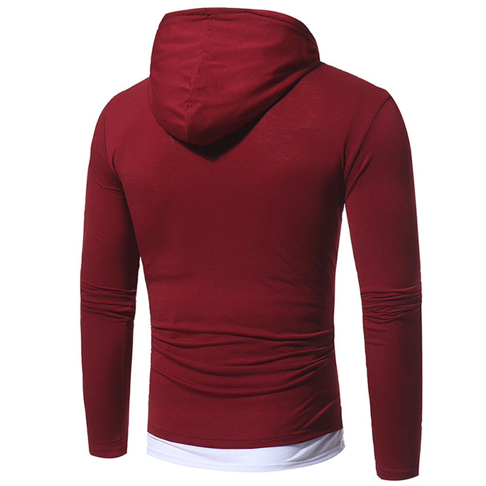 New Solid Color Two-Piece Double Cap Men's Casual Slim Long-Sleeve Hoodie