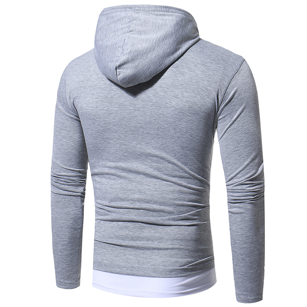 New Solid Color Two-Piece Double Cap Men's Casual Slim Long-Sleeve Hoodie