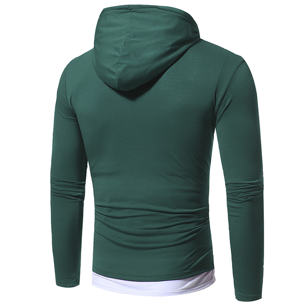 New Solid Color Two-Piece Double Cap Men's Casual Slim Long-Sleeve Hoodie