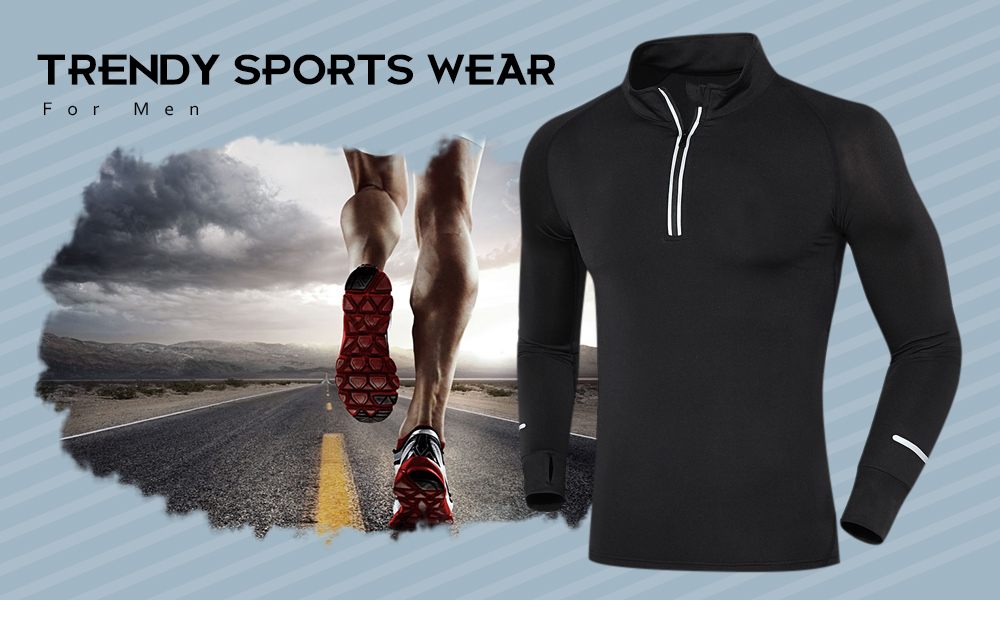 SB9802 Men Trendy Long Sleeve Quick-dry Zipper Sports Wear