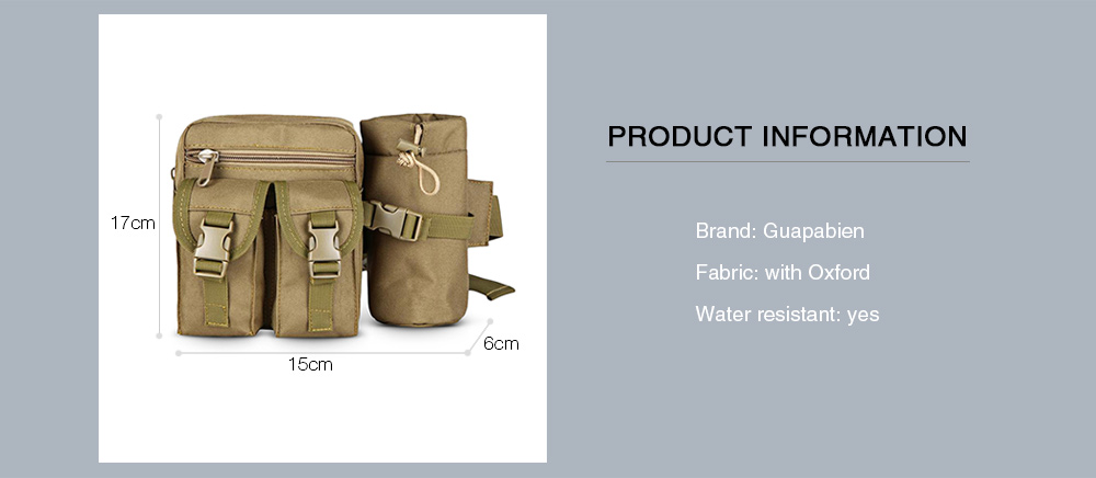 Guapabien Multifunctional Tactical Bag Military Waist Pack Pouch with Water Bottle Pocket Holder for Hiking Camping Hunting Fishing Travelling