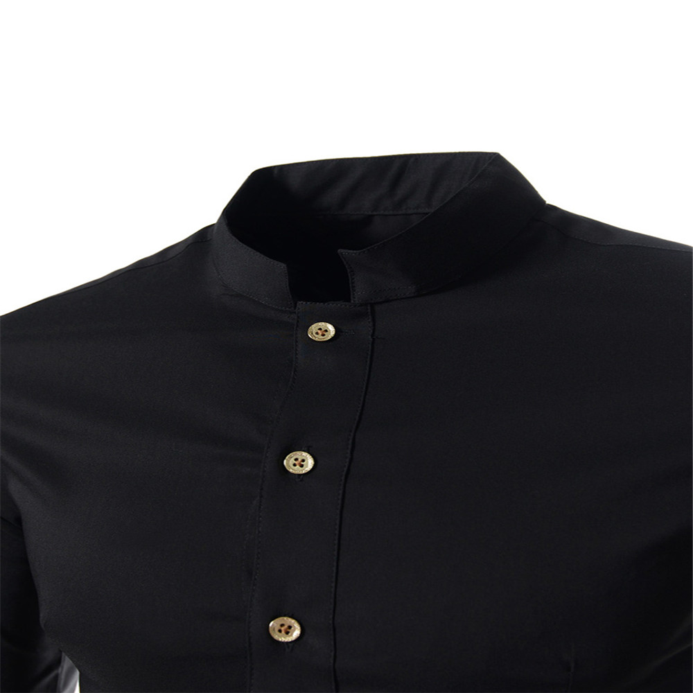 New Casual Small Collar Men's Long Sleeve Shirt