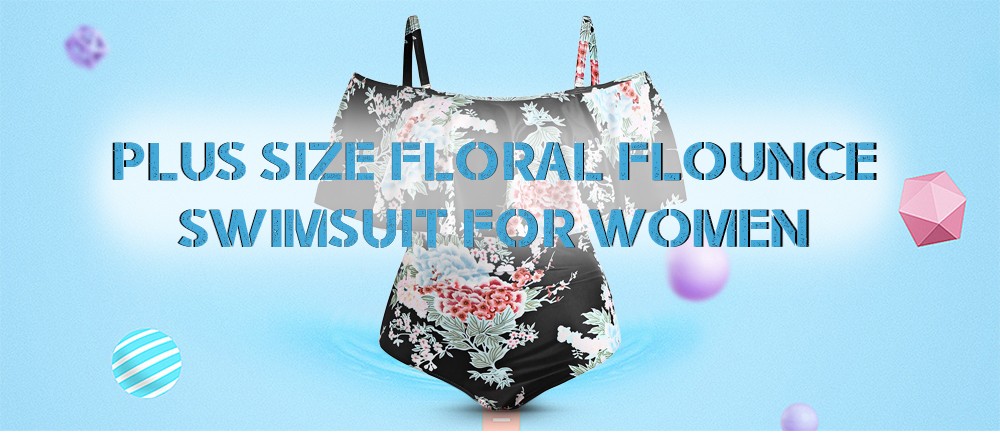 Plus Size Flower Cami Swimsuit