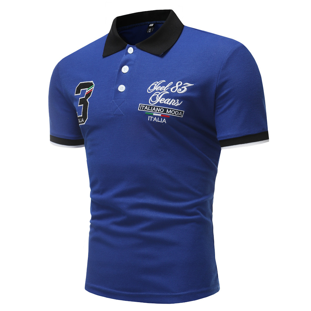 Men's Short Sleeve 3 Digital Embroidery Casual Short Sleeve POLO Shirt