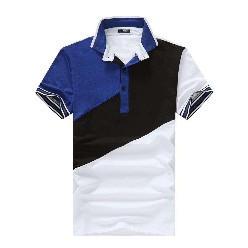 Real Shot Men's Stitching Design Casual Short-Sleeved POLO Shirt