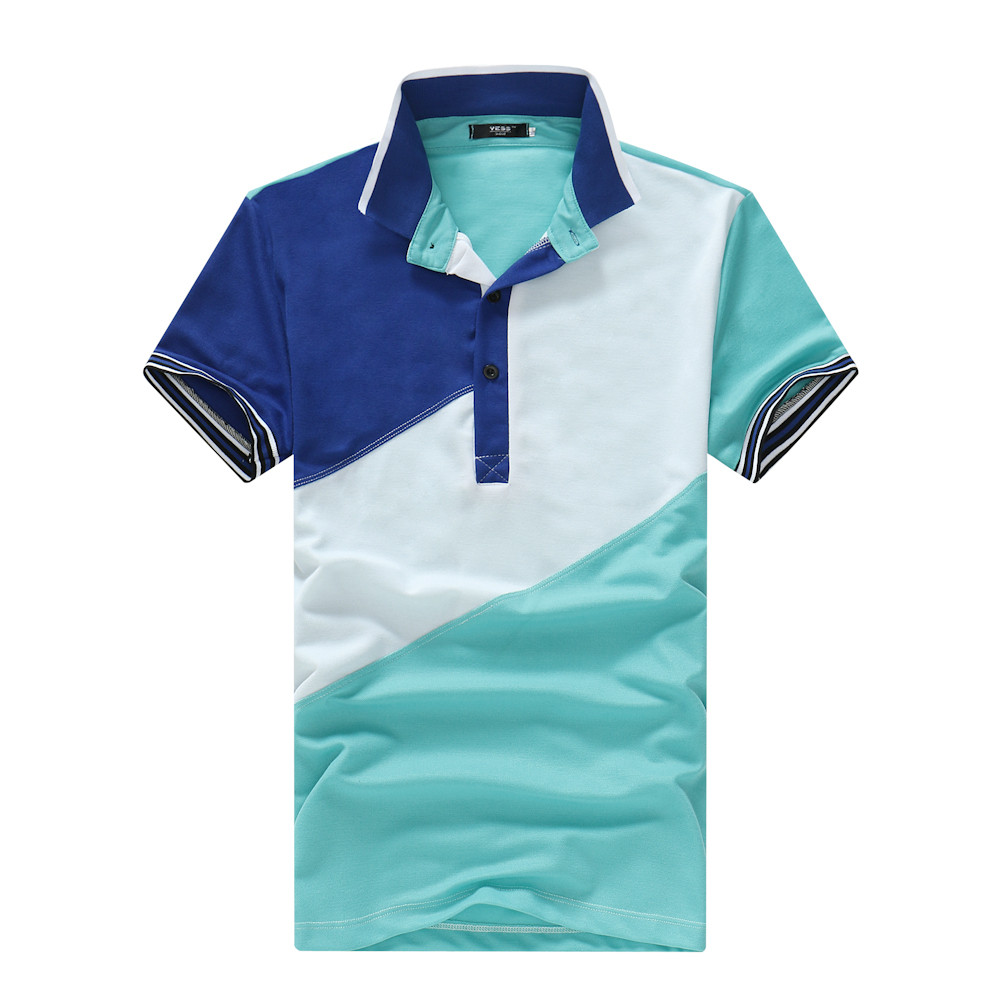 Real Shot Men's Stitching Design Casual Short-Sleeved POLO Shirt