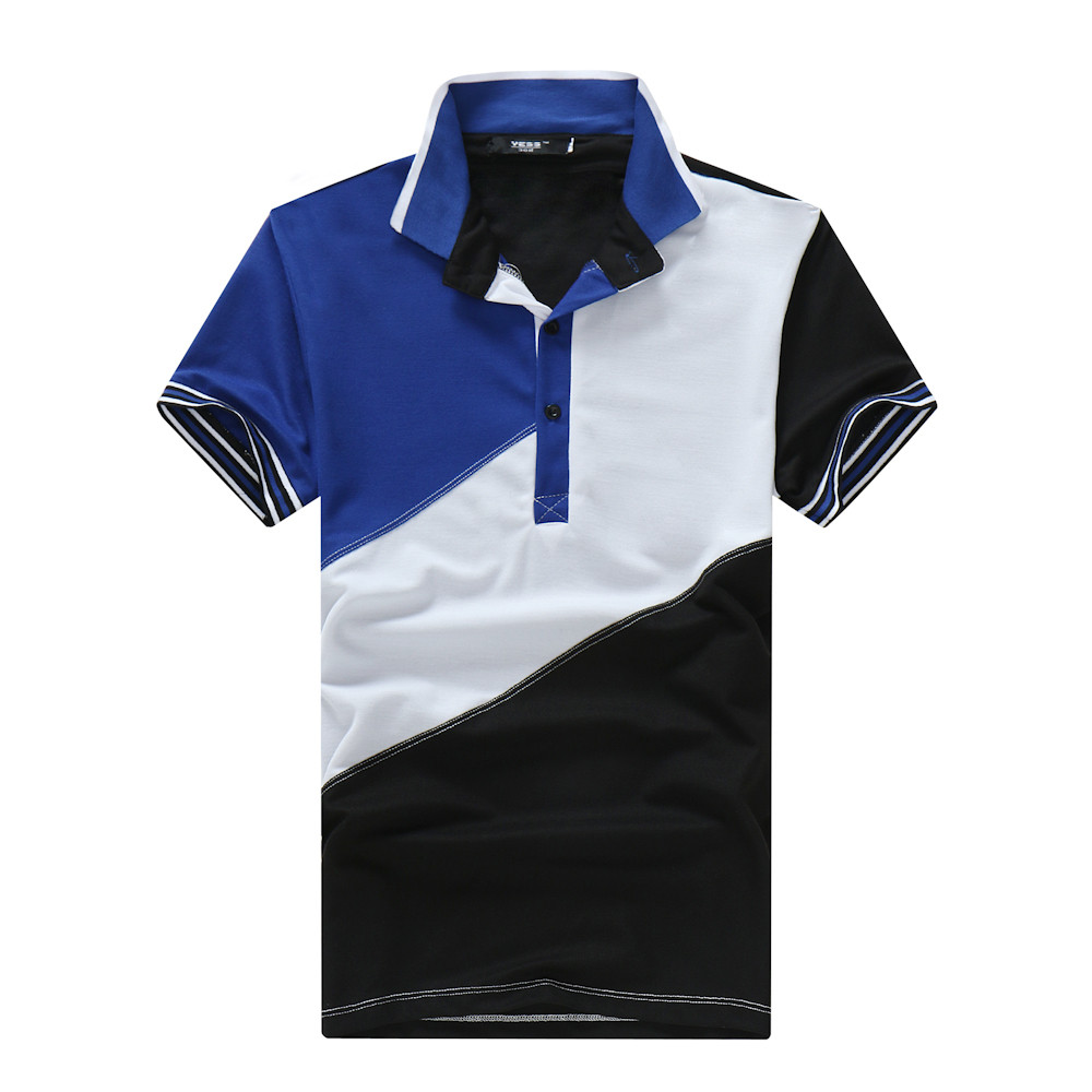 Real Shot Men's Stitching Design Casual Short-Sleeved POLO Shirt