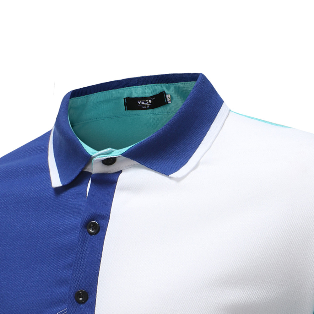 Real Shot Men's Stitching Design Casual Short-Sleeved POLO Shirt