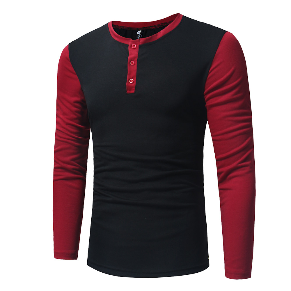 Men's Casual Raglan Sleeves Design Shirt Long-Sleeved T-shirt