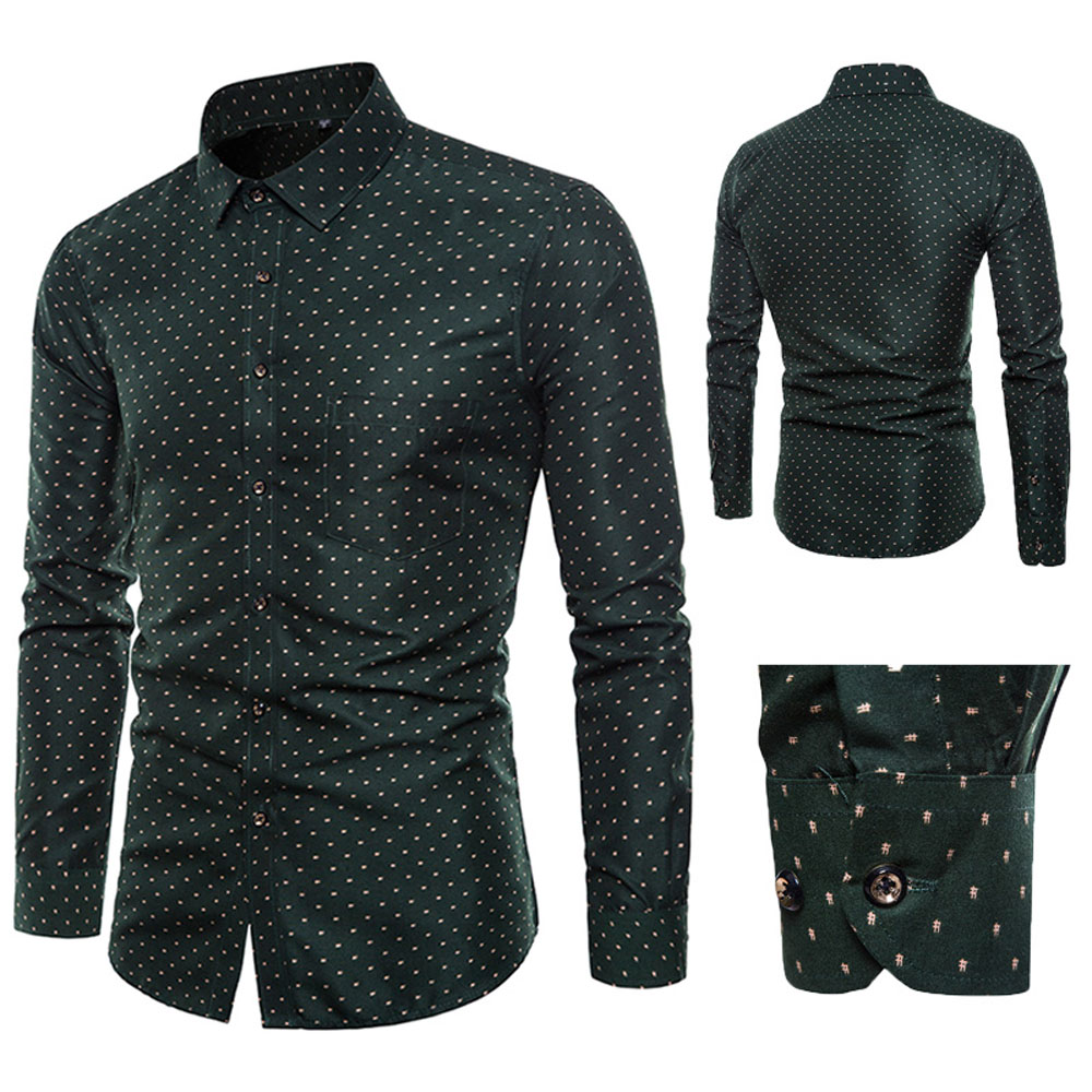 Autumn Men's Long Sleeve Dotted Shirt