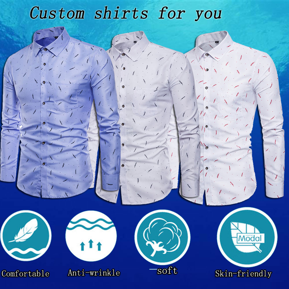 Spring and Autumn Men's Long Sleeve Big Size Slim Shirt