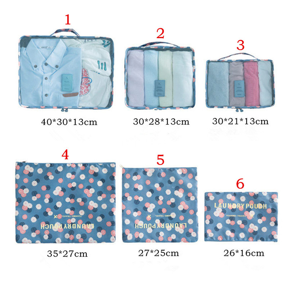 Travel Packing Cube Luggage Compression Pouches Laundry Toiletry Storage 6pcs
