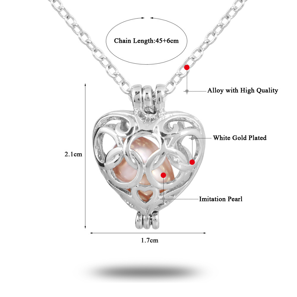 Women Stainless Steel Cube Pearl Necklace Charm Womens Beauty Jewelry Durable Necklace Gift