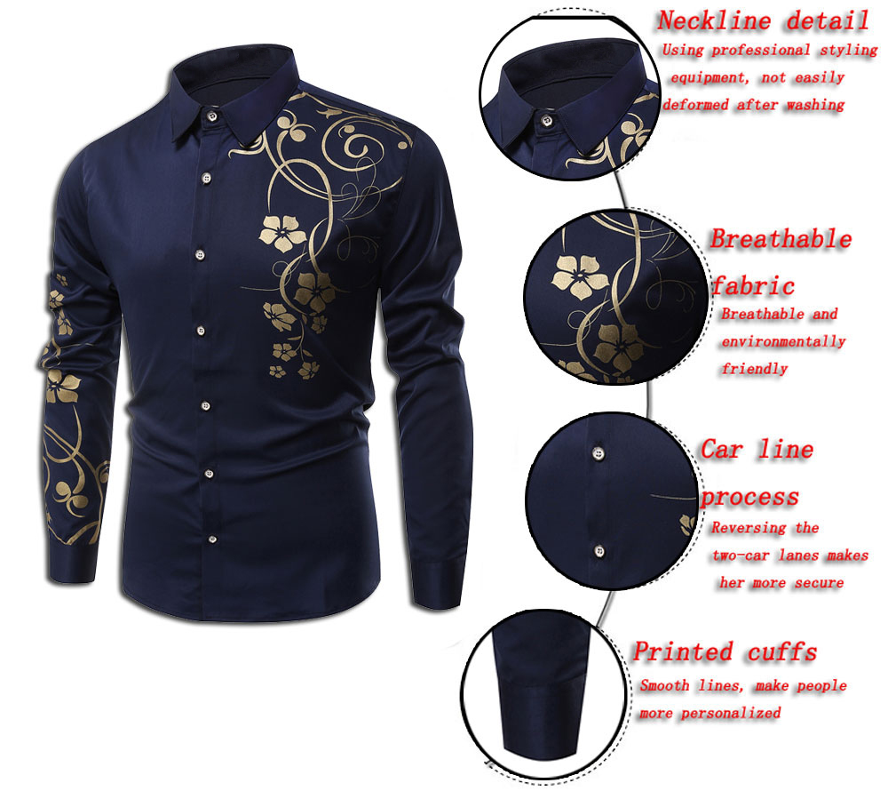 Men's Autumn Long Sleeve Large Size Casual Print Shirt