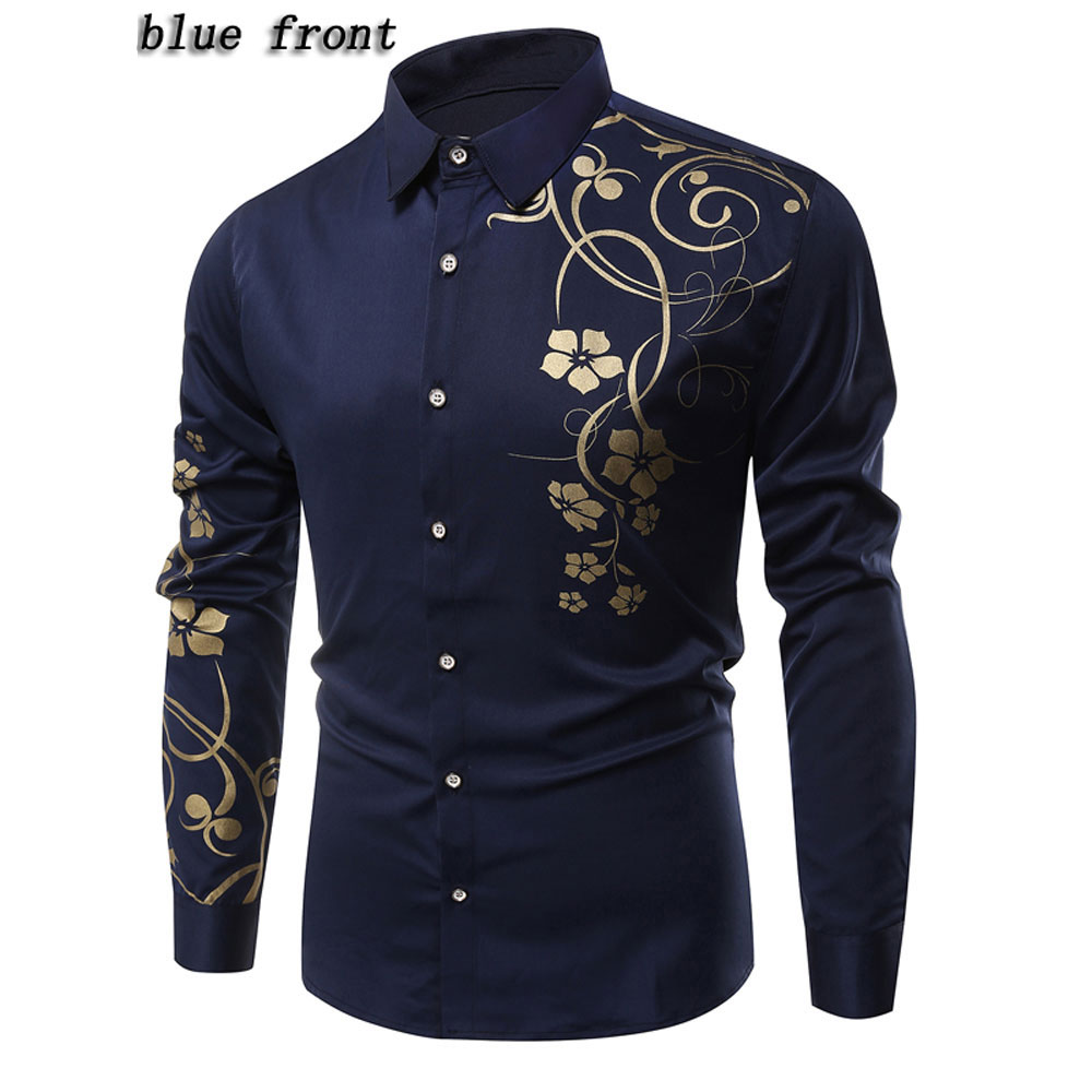 Men's Autumn Long Sleeve Large Size Casual Print Shirt