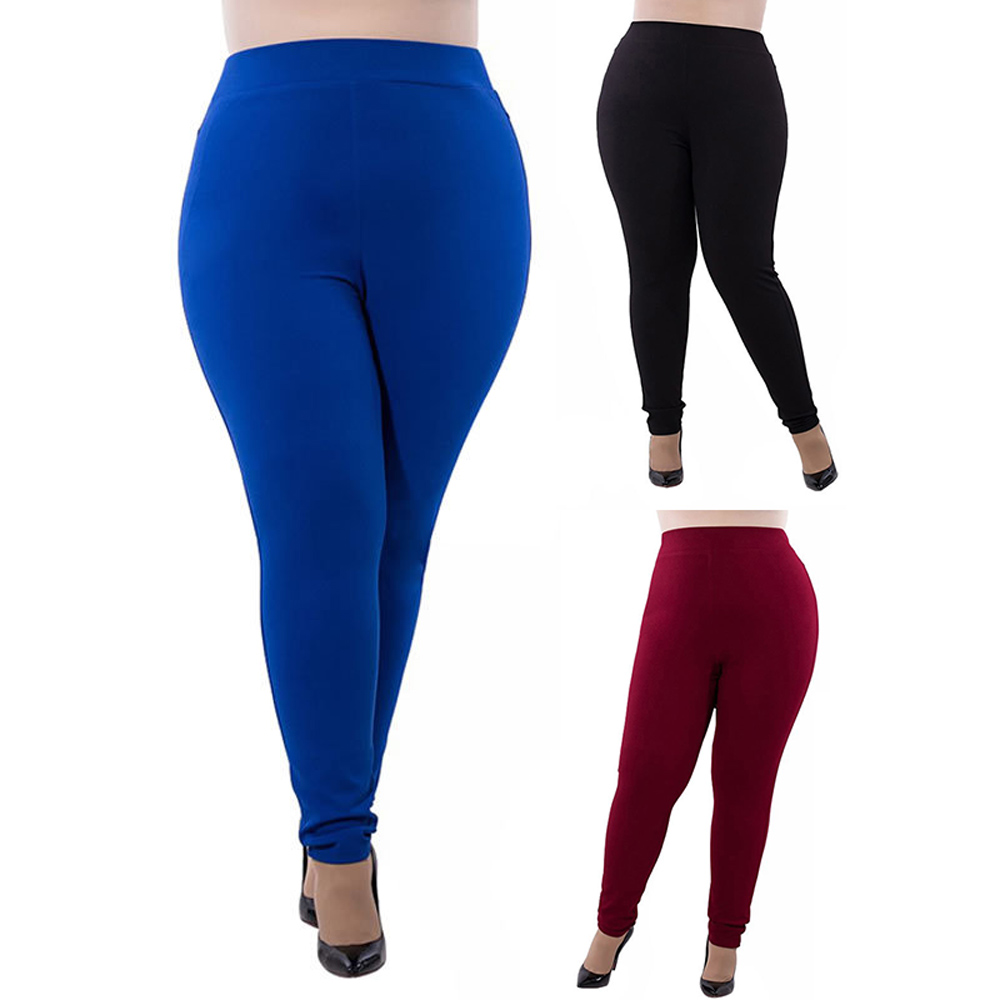 Fashionable Pure Color Plus Size Trousers Professional Women