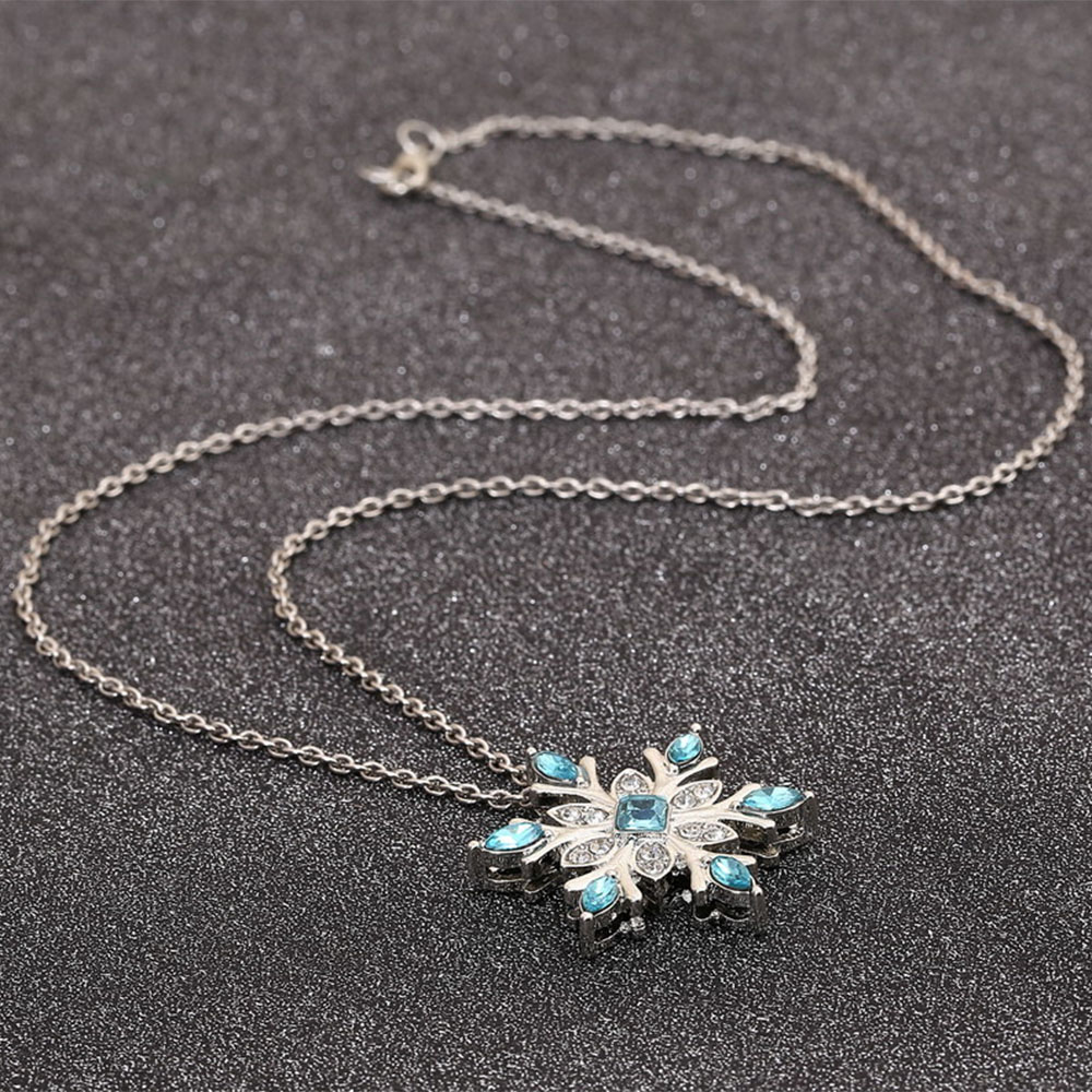 Water Blue Snowflake Diamond Pendant Necklace