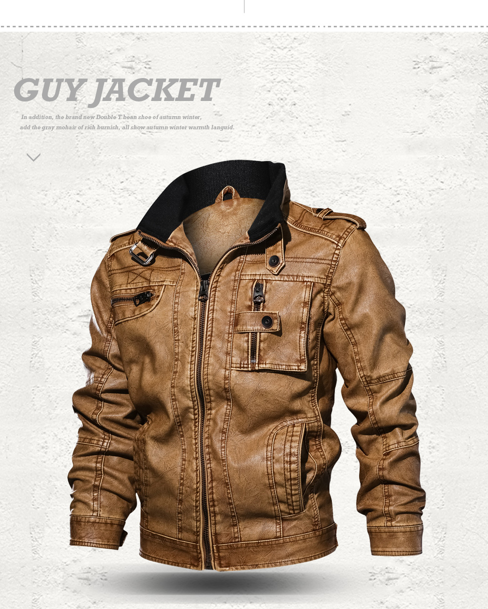 QIQICHEN 77CITY Men's Multi-pocket PU Casual Leather Jacket