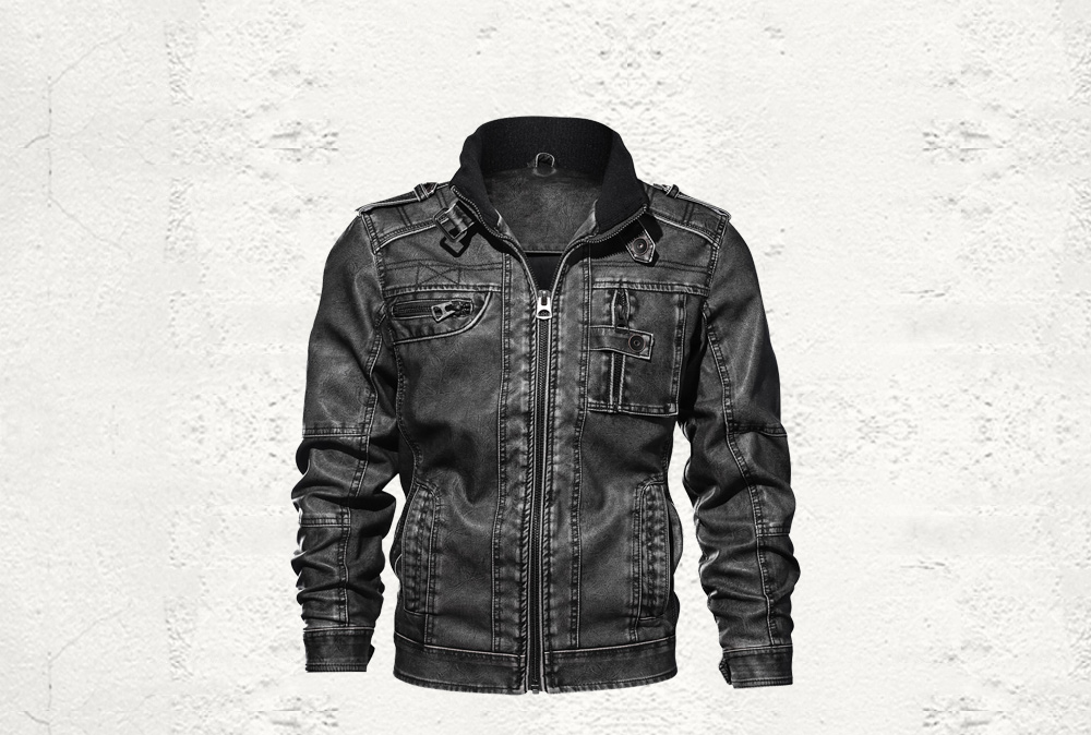 QIQICHEN 77CITY Men's Multi-pocket PU Casual Leather Jacket