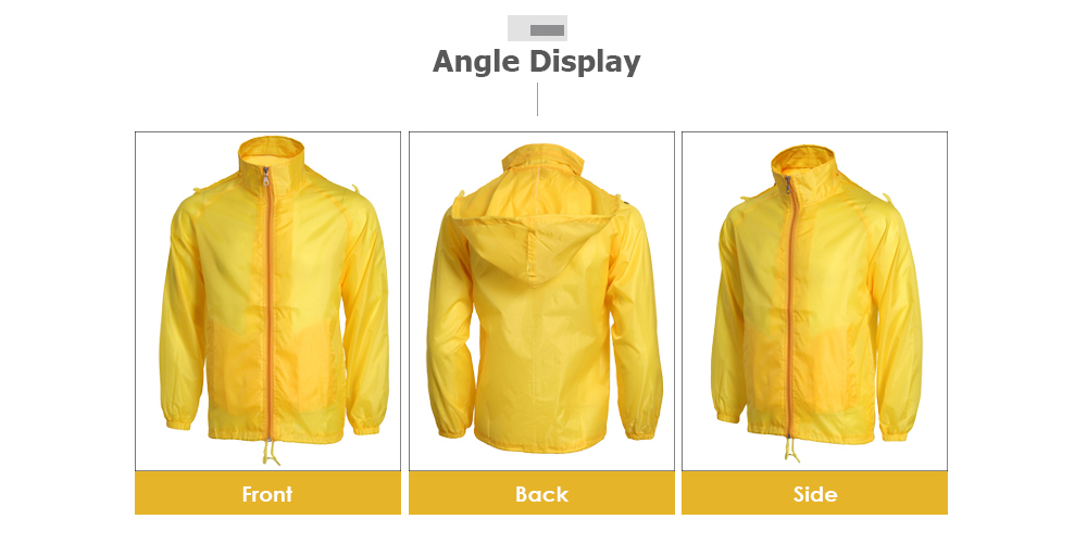 Long Sleeve Hooded Pocket Solid Color Thin Water Resistance Outdoor Men Jacket