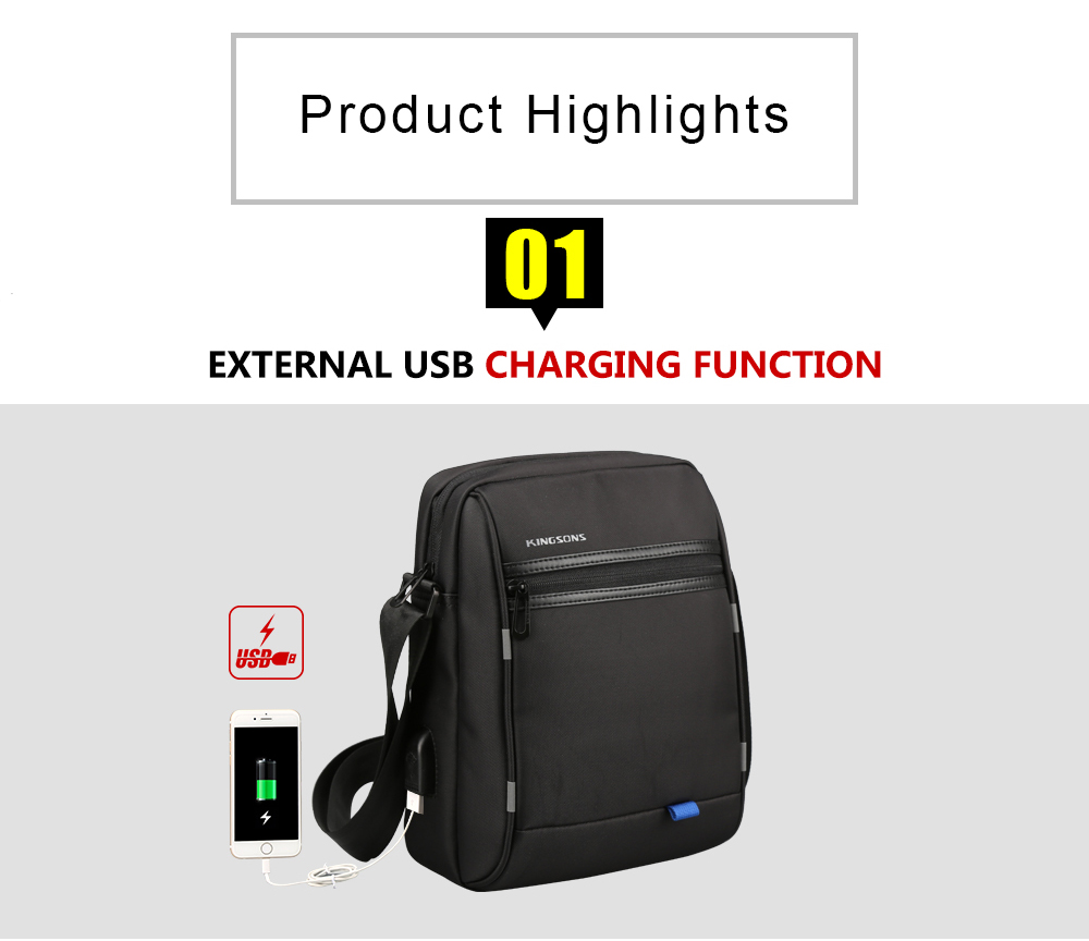 Kingsons 10.1 inch Casual Business Waterproof Men's Shoulder Crossbody Bag