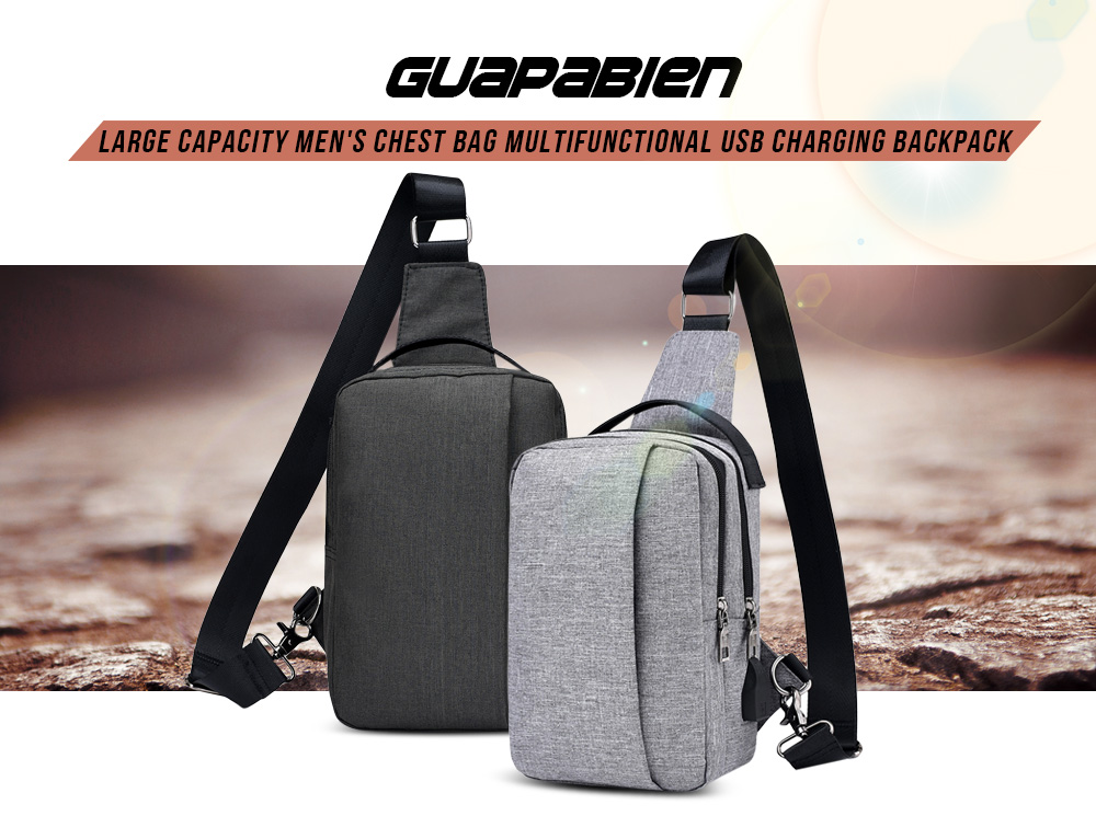 Guapabien Large Capacity Men's Chest Bag Multifunctional USB Charging Bckpack