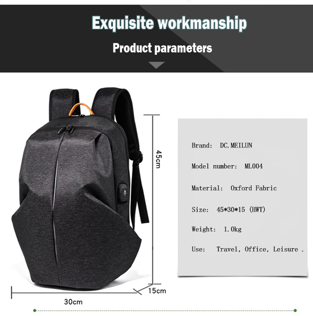 DC.meilun Fashion Casual Waterproof USB Charging Travel Backpack