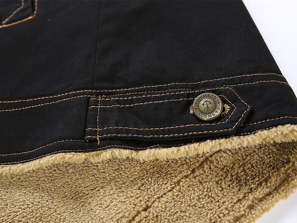 Plus Size Men's Vintage Button Front Slim Fit Corduroy Fleece Jacket