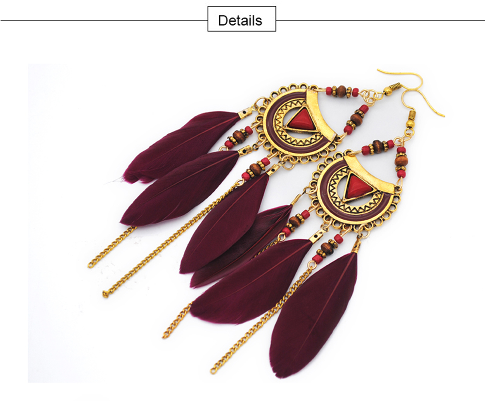 Retro Feathered Feather Earrings