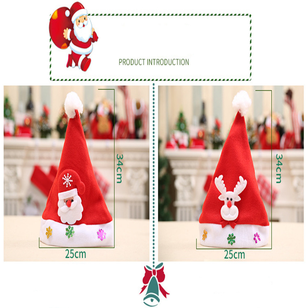 Kids LED Christmas New Year Lighting Hat Hats Santa Claus 1PCS