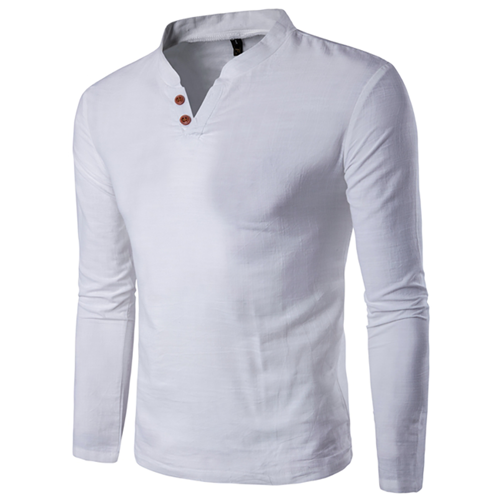 Autumn New Men'S Long Sleeved T-Shirt Mandarin Collar Casual Men Top Tee