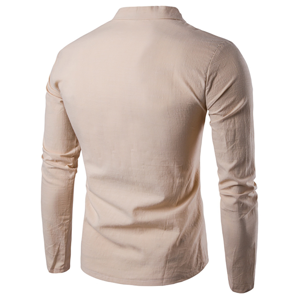 Autumn New Men'S Long Sleeved T-Shirt Mandarin Collar Casual Men Top Tee