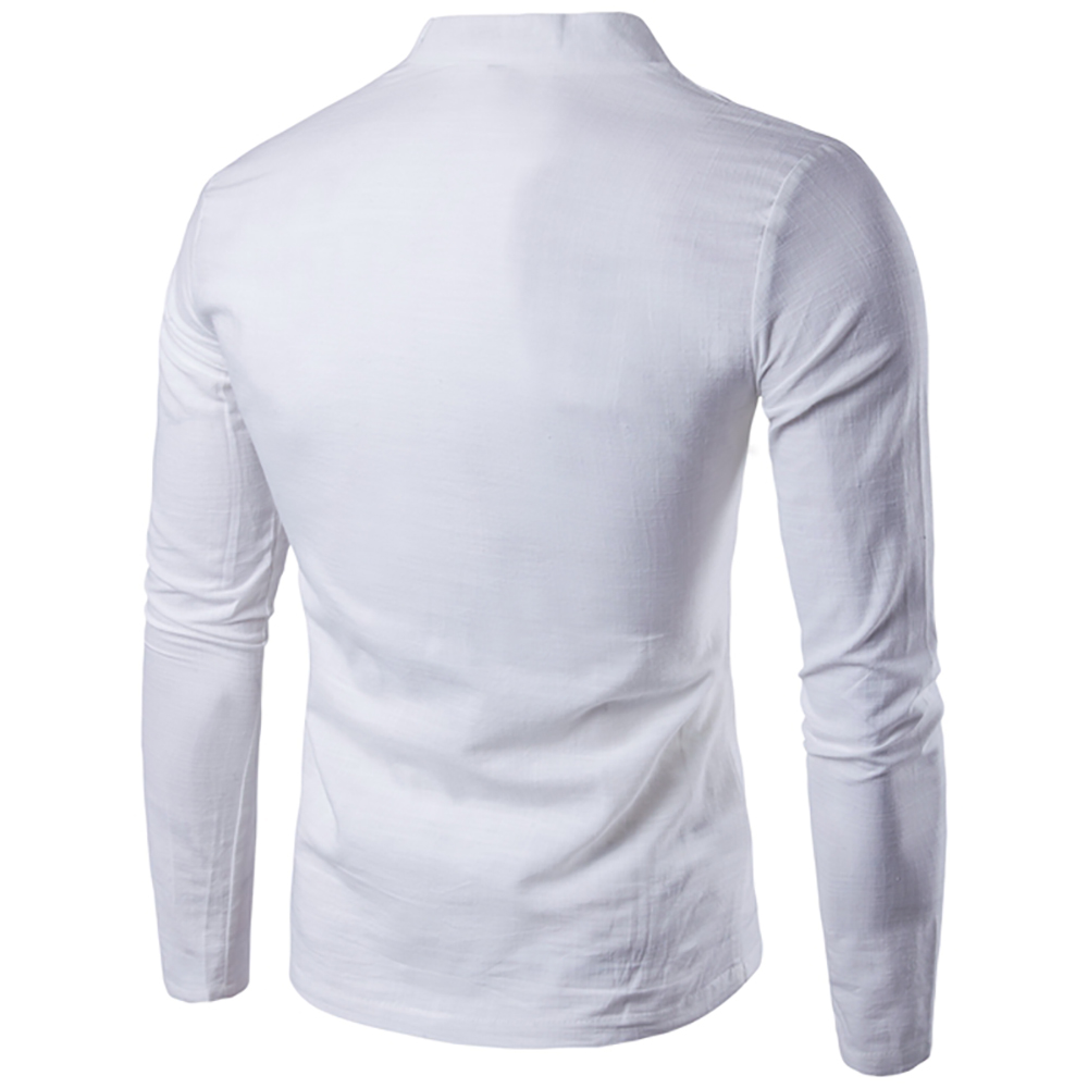 Autumn New Men'S Long Sleeved T-Shirt Mandarin Collar Casual Men Top Tee