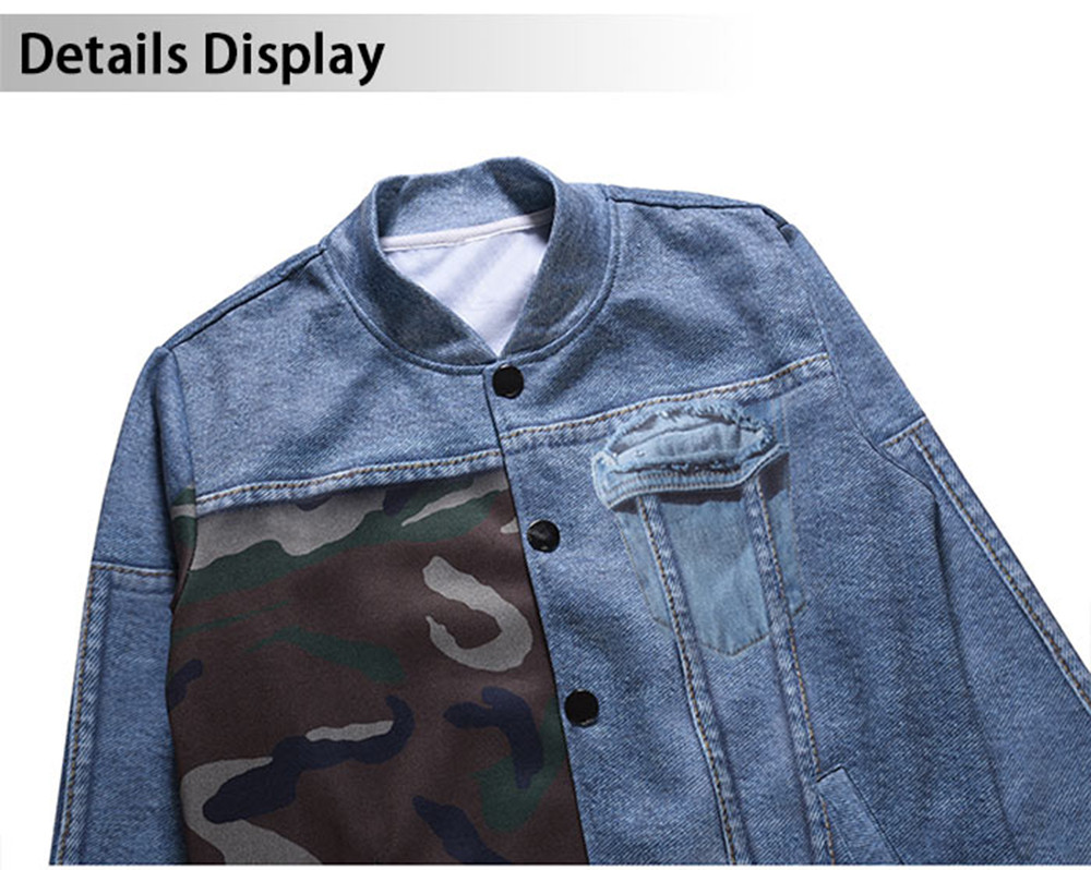 Camouflage and Denim Pattern Jacket