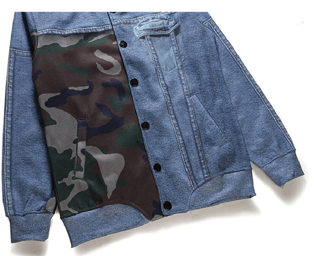 Camouflage and Denim Pattern Jacket