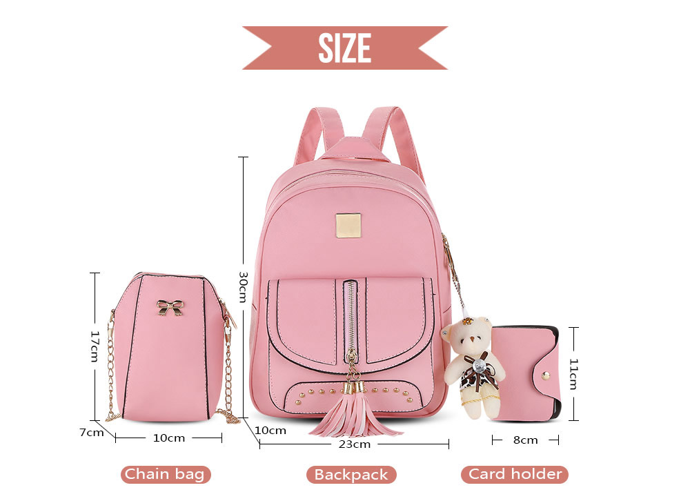 Guapabien Women Small Tassel Rivet Casual Backpack