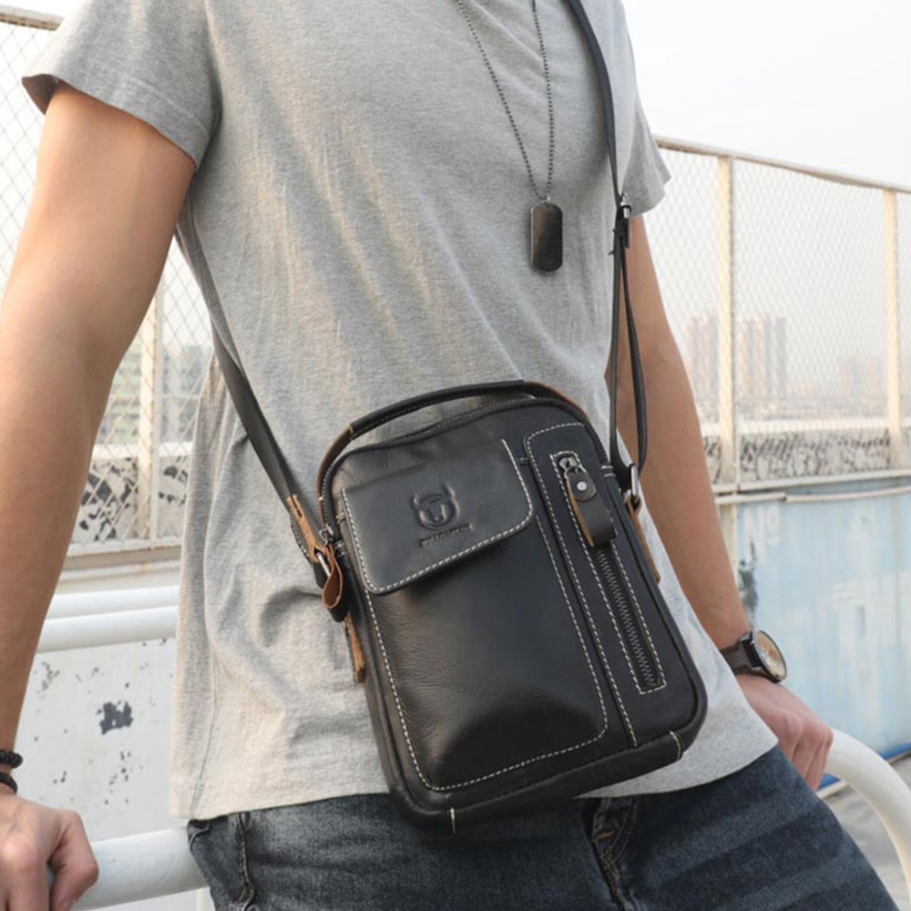 Genuine Leather Men Messenger Casual Crossbody Male Handbag Shoulder Bag