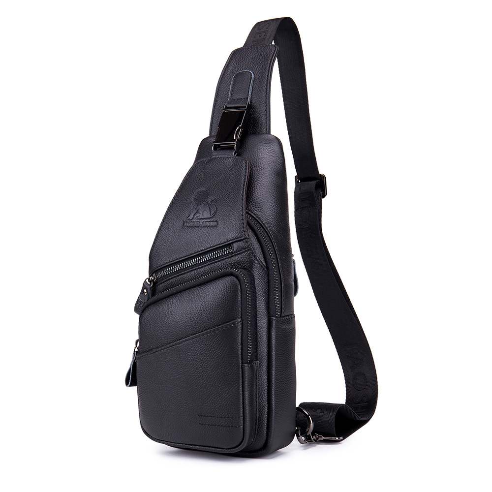 LAOSHIZI Men's New Casual Business Front And Rear Crossbody Chest Bag