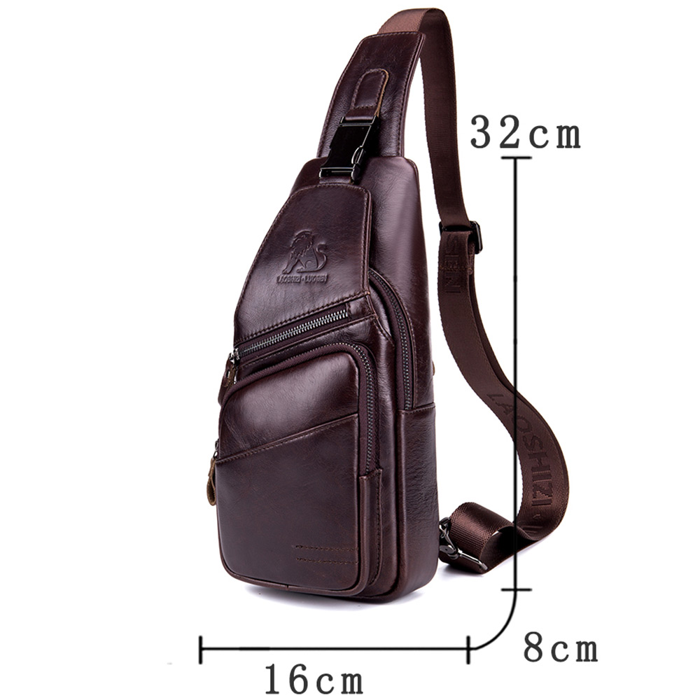 LAOSHIZI Men's New Casual Business Front And Rear Crossbody Chest Bag