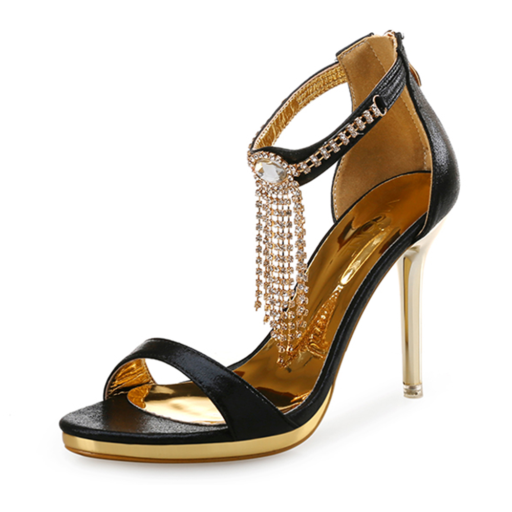 Open Toe Rhinestone Stiletto Sandals Water Resis Platform Sexy High Heel Sandals