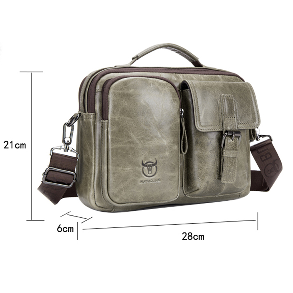 Genuine Leather Men Crossbody Briefcase Messenger Casual Business Shoulder Bag