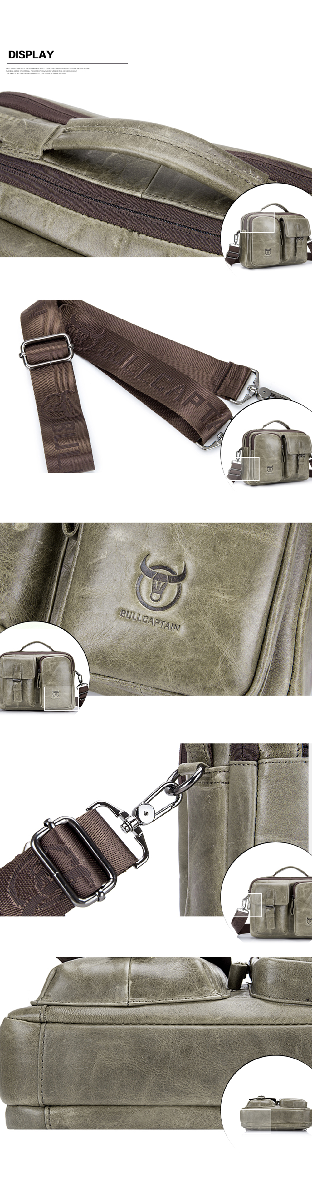 Genuine Leather Men Crossbody Briefcase Messenger Casual Business Shoulder Bag