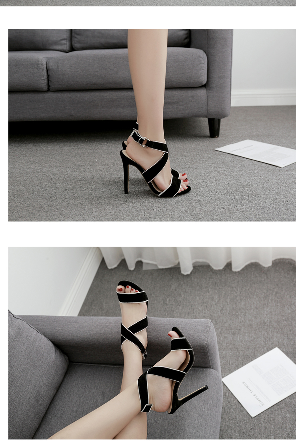 Women's Stiletto Sandals Sexy Party Shoes with Buckle
