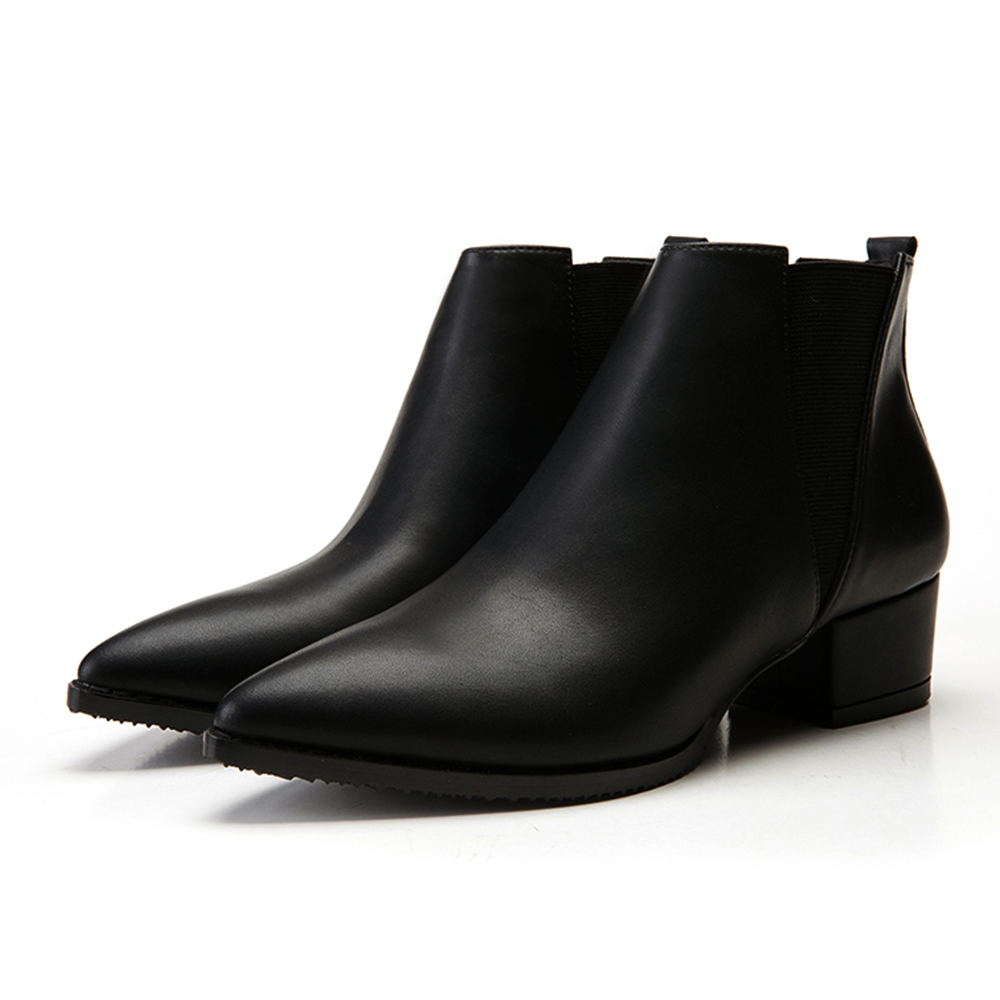 Thick Heel Simple Ankle Boots Pointed High Heel Women'S Boots