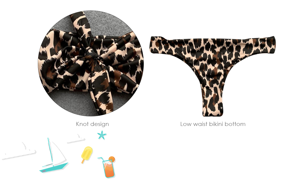 Women Animal Printed Knot Design Bikini Set Swimsuit Swimwear
