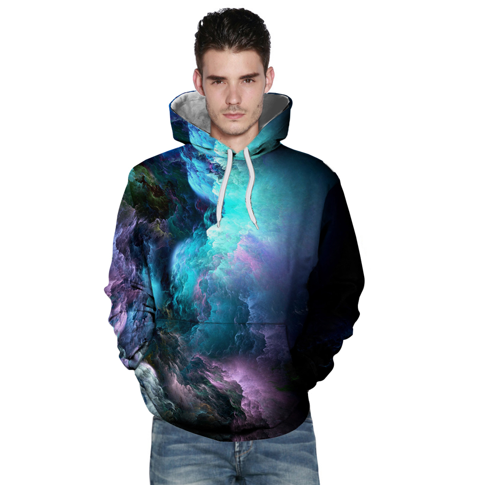 Casual Fashion Men'S Clothing Best Selling 3D Printing Color Cloud Hooded Hoodie